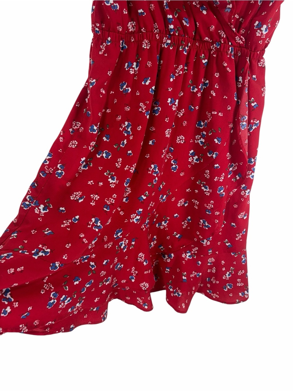 Dex Red Floral Spaghetti-Strap Dress with Blue and White Accents size small - Picture 8 of 13